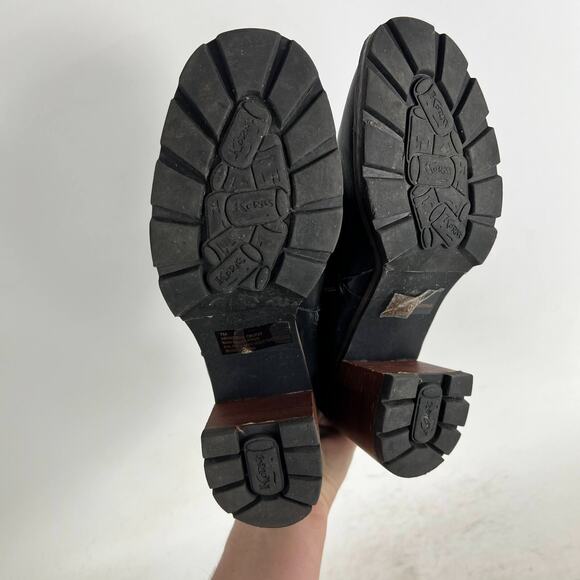 Korks Chandler Women's 7 Black Leather Side Zipper Block Round Toe Bootie Boots - Picture 8 of 9